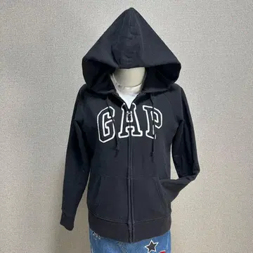 최고급 갭 지퍼 후드티 빅 로고 Y2K 헤이세이 갸루 그런지 블랙