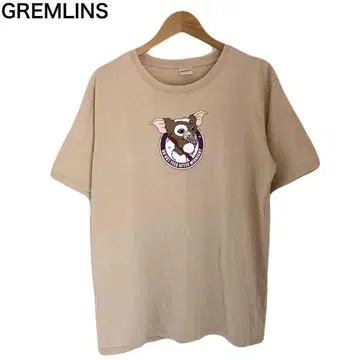 그렘린 애니메이션 캐릭터 T셔츠 반팔 둥근넥 코튼 베이지 L