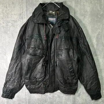 기믹 가죽 자켓 블루종 올 패턴 안감 다크 브라운 블랙 짧은 기장 빈티지