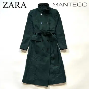 ZARA 만테코 스탠드 카라 울 롱 코트 그린
