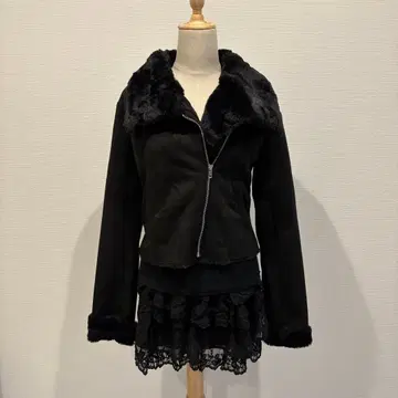 로얄 파티 페이크 무스탕 자켓 블랙