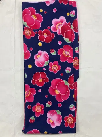 새상품 코몬 이중 기모노 M 네이비 꽃무늬