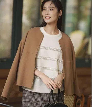 23구 울 라이트 리버 노카라 숏코트 여성용 36