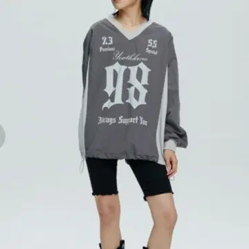 YOUTH KREW 그레이 V넥 티셔츠 한국