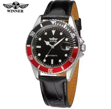 WINNER 자동 와인딩 손목시계 블랙/레드