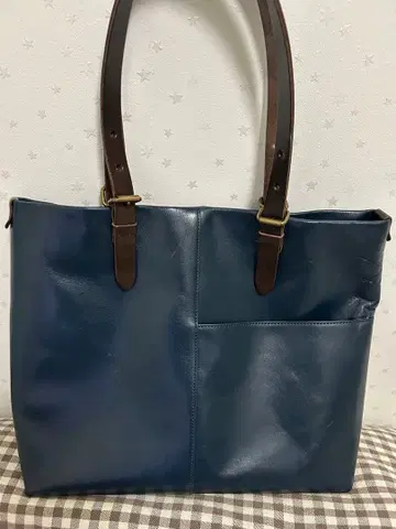 네이비 가죽 토트백