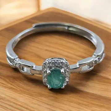 에메랄드 실버 반지 하프 이터니티