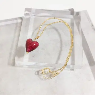 베네치안 유리 카라멜라 핑크 체인 목걸이