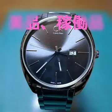 새상품급, 캘빈클라인, 데이트 기능 포함 그레이 페이스 손목시계