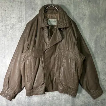 소가죽 가죽 자켓 탁한 브라운 짧은 기장 충전솜 퀼팅 천연 가죽