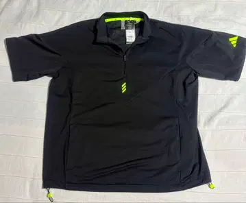 [ 새상품 ] adidas 반팔 하프 지퍼 나일론 셔츠 블랙 XL