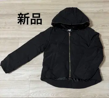 새상품 후드 퍼 포함 다운 자켓 골드 지퍼 블랙