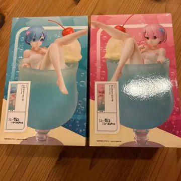 라운드원 한정판 리제로 렘 라무 피규어 크림 소다