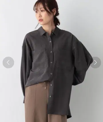 GLOBAL WORK 피치 새틴 하오리 셔츠 다크 그레이 미사용품