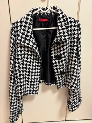 하운드 투스 패턴 테일러드 자켓