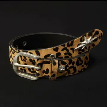 레오파드 무늬 가죽 벨트 별 모양 스터드 포함