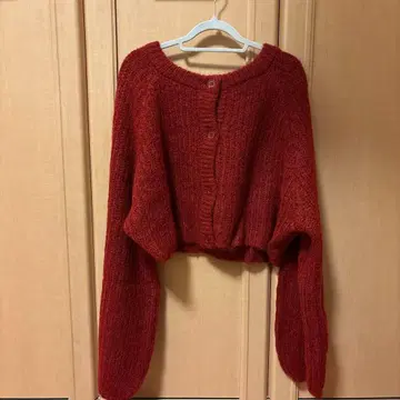 judin 숏 기장 컬러 니트 가디건 레드