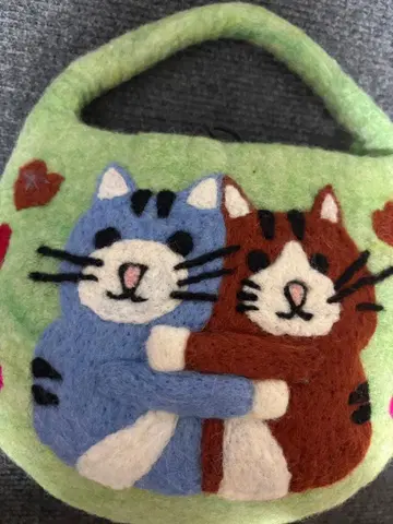 고양이 양모 펠트 핸드메이드 핸드백