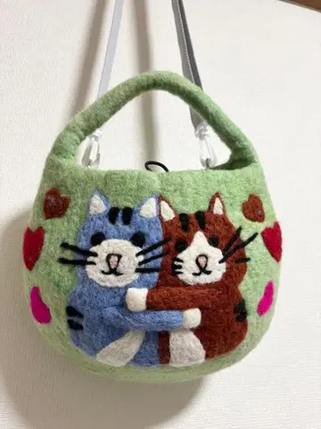 고양이 양모 펠트 핸드메이드 핸드백