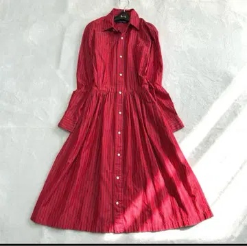 레어 컬러 새상품급 랄프 로렌 스트라이프 롱 기장 플레어 셔츠 원피스