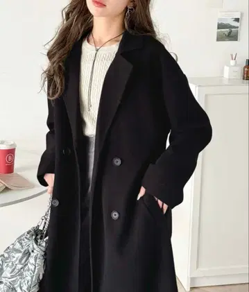 classicalelf 페이크 울 벨트 더블 체스터 코트