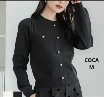 2개 세트 COCA 니트 가디건 M 사이즈 블랙 화이트 골드 버튼 오피스