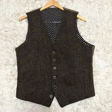 해리스 트위드 수트 컴퍼니 베스트 헤링본 L 베스트 브라운