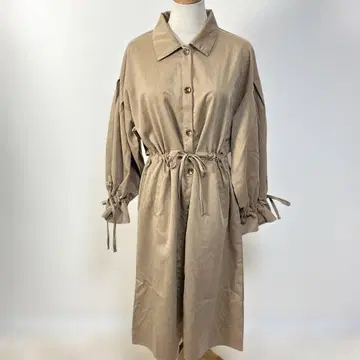 moi tytto 소매 볼륨 트렌치 셔츠 원피스 베이지 롱 원피스