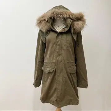 y2k archive 후드 퍼 모즈 코트 카키 라이너 포함 헤이세이