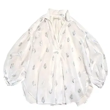 누키테파 코튼 보일 플라워 프린트 블라우스 화이트 완판템