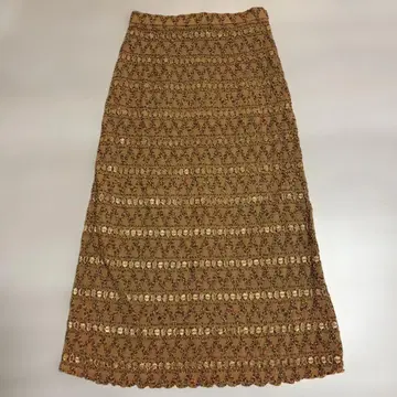 브라운 레이스 무늬 롱 스커트