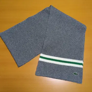 [ 새상품급 ] LACOSTE 스트라이프 니트 머플러 그레이