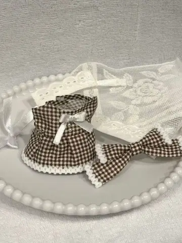 봉제인형 옷 (10cm~11cm) 브라운 x 체크