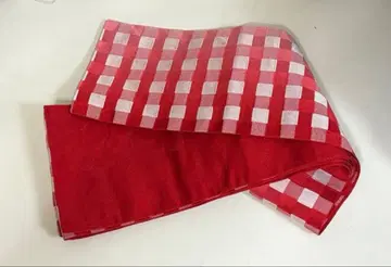 쿠미쿄쿠 반폭 오비 체크 무늬 도트 무늬 빨간색