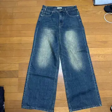 다크 블루 와이드 레그 데님