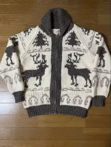 새상품급 gim 빈티지 카우친 스웨터 핸드 니트 울 100% M