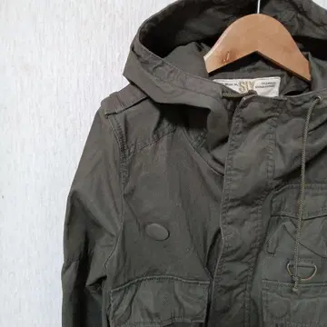 SLY 후드 부착 밀리터리 자켓 올리브 그린