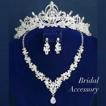 [ 새상품 ] 브라이덜 액세서리 3종 세트 (티아라/목걸이/귀걸이)