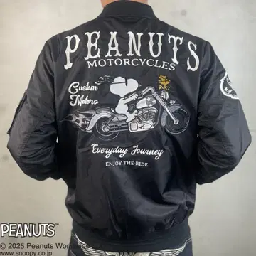 스누피 x FLAGSTAFF 콜라보 MA-1 453005 블랙 M 바이크