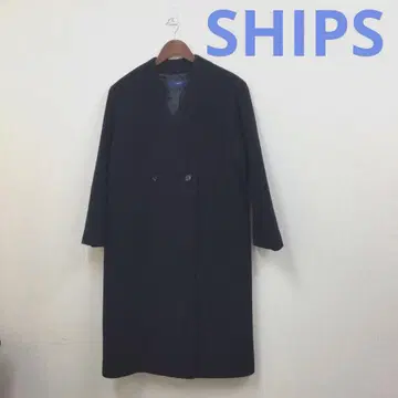 쉽스 여성용 긴팔 롱 코트 네이비 프리 사이즈