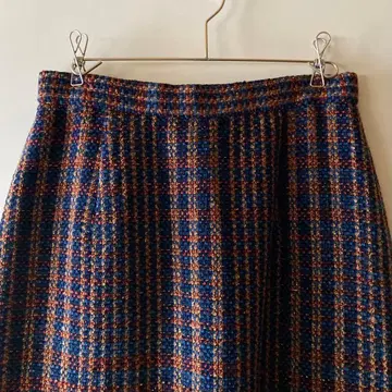 빈티지 체크 무늬 트위드 스커트