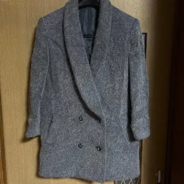 울 75% 더블 브레스트 코트 그레이