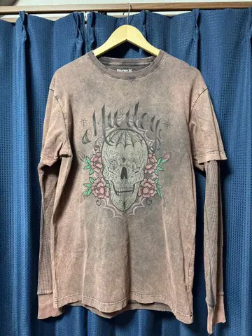 hurley 스컬 롱T 서멀 색바램 그런지 y2k 구제 의류
