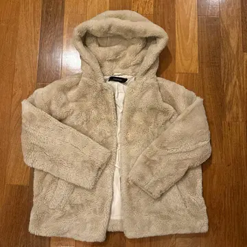ZARA 후드 부착 보아 자켓 베이지