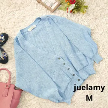 juelamy 니트 가디건 (M) 스카이블루/V넥/세탁 가능