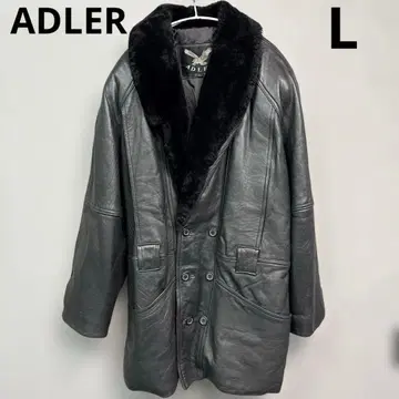 ADLER 가죽 자켓 천연 가죽 가죽 점퍼 블랙 코트 보아 L 양가죽