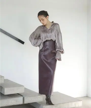 anuans 비건 가죽 타이트 스커트 ( Burgundy )