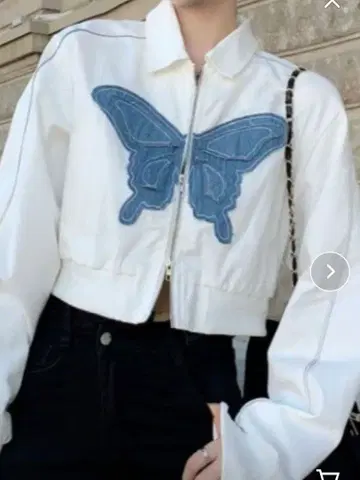 [ 새상품 ] 버터플라이 모티브 라인 블루종