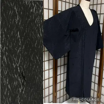 C72 순수 실크 겨울용 비로드 와나 코트 롱 극미품 기모노