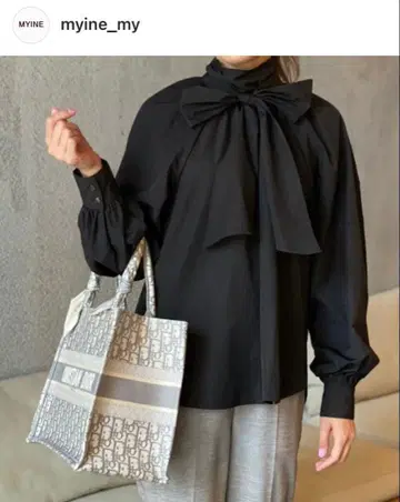 [ 새상품급 ] MYINE 보타이 포함 블랙 긴팔 셔츠